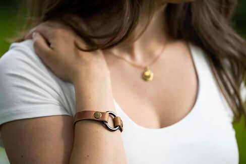Leather Ring Bracelet - Wedding Ring Bracelet - Natural + Brass - Grief Memory Wedding Band Bracelet - Wear The Ring in Saudi Arabia