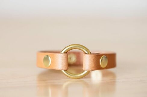 Leather Ring Bracelet - Wedding Ring Bracelet - Natural + Brass - Grief Memory Wedding Band Bracelet - Wear The Ring in Saudi Arabia