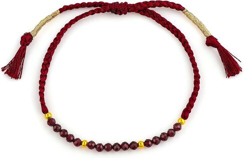 Red Garnet Gemstone Beads Braided Bracelet – 3.5mm Natural Stone Beads, Handmade Adjustable Braided Rope Bracelet, Healing Crystal Jewelry for Men & Women, Unisex Boho Gift (Red Garnet) in Saudi Arabia
