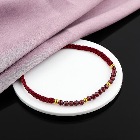 Red Garnet Gemstone Beads Braided Bracelet – 3.5mm Natural Stone Beads, Handmade Adjustable Braided Rope Bracelet, Healing Crystal Jewelry for Men & Women, Unisex Boho Gift (Red Garnet) in Saudi Arabia