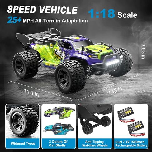 1:18 مقياس 4WD سيارة RC عالية السرعة ، شاحنة التحكم عن بُعد على الطرق الوعرة 25 ميلاً in Kuwait