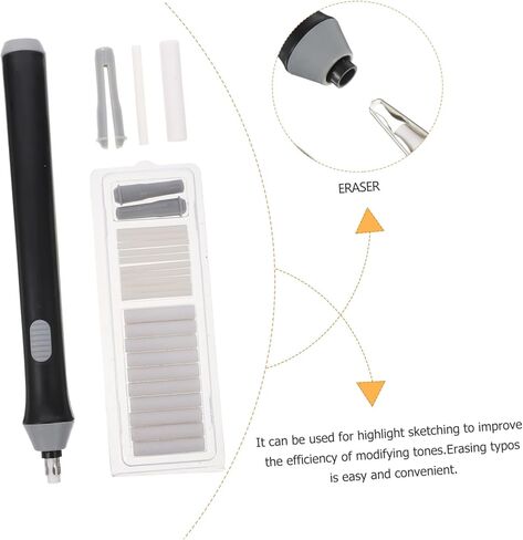 Uonlytech Electric Eraser Auto Rotate Sketch Modification Tool for Students and Artists Portable Lightweight Art Eraser for Precise Drawing Corrections Battery Design Black in Saudi Arabia