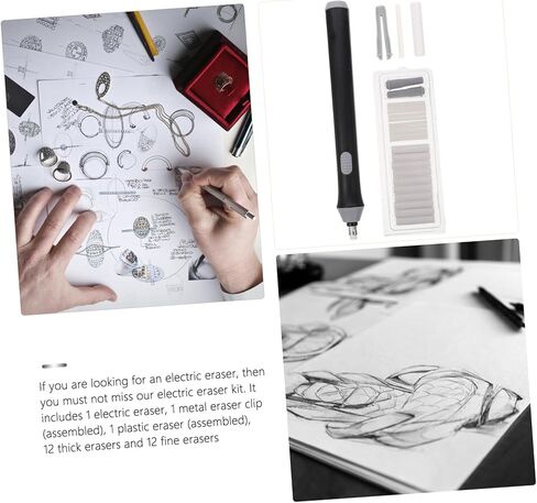 Uonlytech Electric Eraser Auto Rotate Sketch Modification Tool for Students and Artists Portable Lightweight Art Eraser for Precise Drawing Corrections Battery Design Black in Saudi Arabia