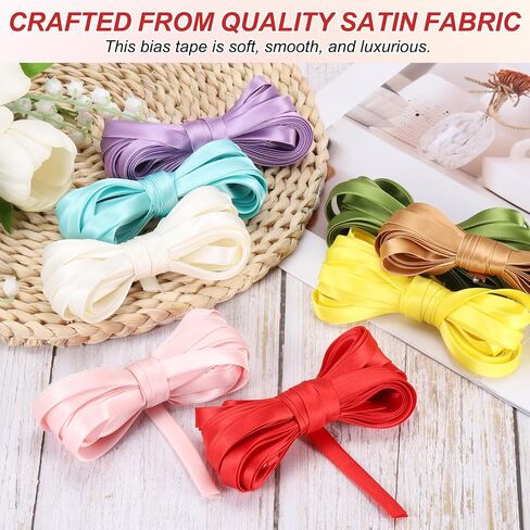 MECCANIXITY Double Fold Bias Tape for Sewing 2/5 Inch x 5.5 Yards Satin Pre-fold Continuous Binding Tape for Seaming Quilting Hemming Binding DIY Crafts, Light Pink in Saudi Arabia