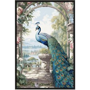EUROTEX Vertical Peacock Canvas Roll – Unframed Portrait Style Vastu Wall Art for Living Room & Bedroom Decor in Saudi Arabia