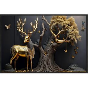 EUROTEX Golden Deer Canvas Painting Roll – Vastu Wall Art for South East Living Room & Home Decor (Unframed) in Saudi Arabia
