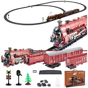 Alloy Electric Train Set Model with Carriage and Long Track, Gift for Boys and Girls (Model 22918/Red) in Saudi Arabia