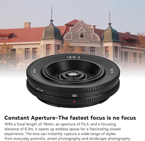 7artisans 18MM F6.3 Mark II UFO Lens Compatible with Sony E Mount, APS-C, Prime Lens, Ultra-Thin Compact Mirrorless Cameras for Sony FX/A/NEX Series for FS5,FS7,FS7M2,FS5M2K,A3000,A5000,NEX-3,NEX-3N in Saudi Arabia