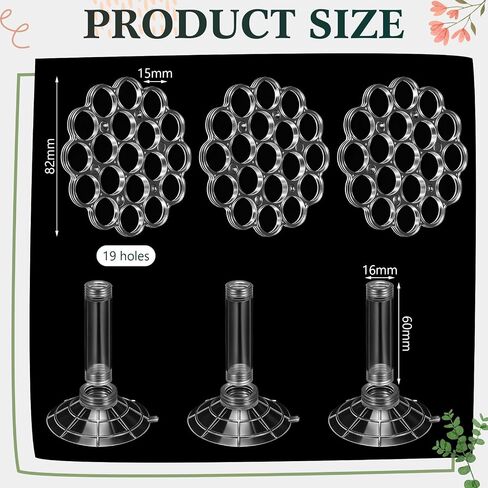 Hushee 3 set spiral ikebana stem stem hanataba twist twist flower report report poulder poulder twister ikebana twister with cuction cup for vase flower scets (aperture 12/15/20 mm) in Kuwait