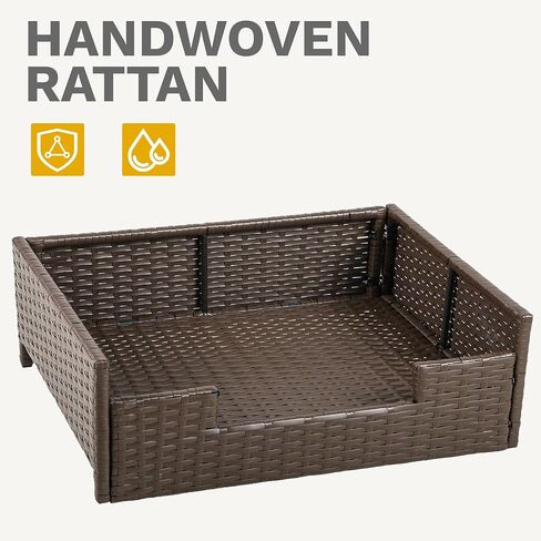 Dwvo Rattan Dog House في الهواء الطلق داخليًا مع وسادة ، وسرير أريكة الكلب للكلاب الصغيرة والمتوسطة والكبيرة ، 24.8'l*19.7'w*9.8'h ، beige in Kuwait