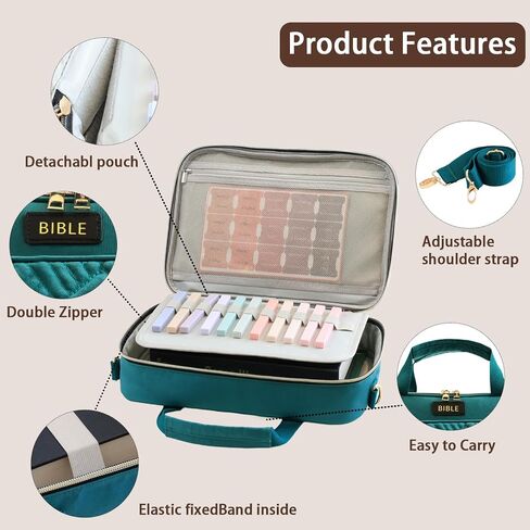 Bible Cover for Women Bible Case, Large Bible Bag, Bible Study Supplies Bible Journaling Kit Book Carrying Case with Bible Highlighters Tabs, Valentines Day Christian Gifts for Women(Black) in Saudi Arabia