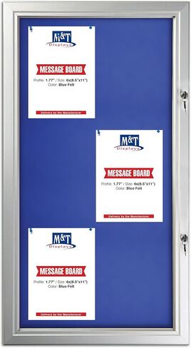 تعرض M & T شاشات مغلقة قابلية لقفل نشرة عرض 19.49 × 38.78 بوصة من الألومنيوم الفضي 6x (8.5 × 11) لوحة إشعار في الهواء الطلق لمستشفى المدرسة الفصول الدراسية الاستخدام التجاري in Kuwait