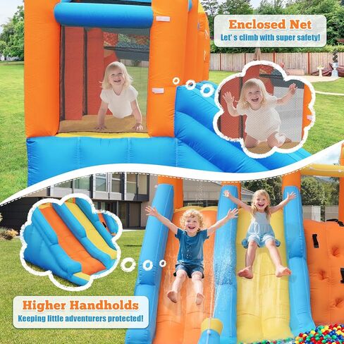 شريحة مياه منزلية ترتد ، 10 في 1 شريحة مياه قابلة للنفخ للأطفال ، ومتنزه مائي مع منفاخ ، ومندفعات الماء ، والقفز ، والدائرة ، وجدار التسلق ، وخطوف كرة السلة ، وتفجير شرائح المياه الخلفية الداخلية في الهواء الطلق in Kuwait