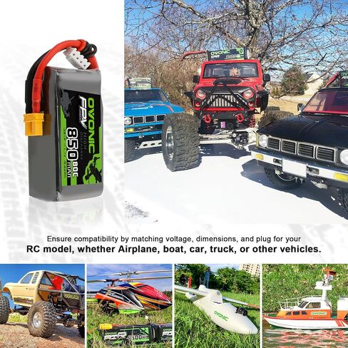 بطارية Lipo Ovonic 850mAh 80C 11.1V 3S RC بطارية مع موصل XT30 لـ RC Plane DJI Quadcopter RC Airplane RC Helicopter RC Car Boat 2PCS in Kuwait