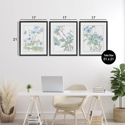 Stupell Industries Wild Blooms مع الخطوط العريضة التفصيلية 3 قطعة طبقة أسود مؤطر القماش مجموعة من تصميم CAD ، 21 × 17 in Kuwait