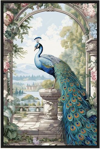 EUROTEX Vertical Peacock Canvas Roll – Unframed Portrait Style Vastu Wall Art for Living Room & Bedroom Decor in Saudi Arabia