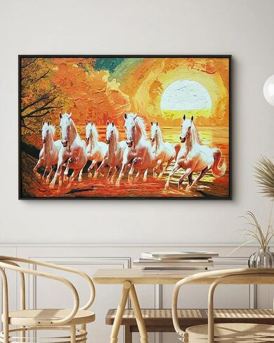 Eurotex Seven Horses Canvas Wall Art - لفائف فاستو لفة لغرفة النوم والقاعة والمكاتب (قماش غير مؤلف) in Saudi Arabia