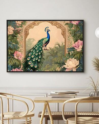 EUROTEX Vastu Peacock Canvas Roll – Large Unframed Wall Art for Living Room, Bedroom & South East Wall Décor in Saudi Arabia
