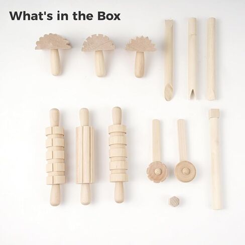 12 Pcs Wooden Kneading Tools Set For Children, Clay Modelling Extruders, Dough Rolling Pins & Plasticine Shaping Tools in Saudi Arabia