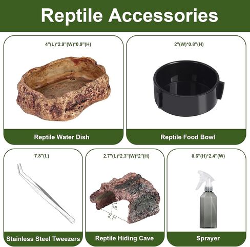 Reptile PC Terrarium 10.2" x 5.9" x 5.7" Full View Reptile Aquarium Tank Starter Kit for Insect Plant Gecko Spider Habitat Amphibians Enclosure with Hide Cave Feeding Bowl in Kuwait