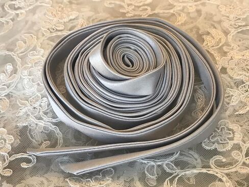 Wedding Corset Satin Ribbon 140", Corset Back Lace-up Straps, Zipper Replacement Corset Ribbon // Silver Gray; Gold; Dark Gold. (Silver Gray) in Kuwait