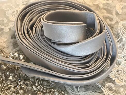Wedding Corset Satin Ribbon 140", Corset Back Lace-up Straps, Zipper Replacement Corset Ribbon // Silver Gray; Gold; Dark Gold. (Silver Gray) in Kuwait