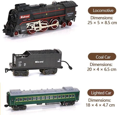 Electric Train Set, Alloy Locomotive Model with Carriage and Long Track, Gift for Teens and Adults (Model 22918/Red) in Saudi Arabia