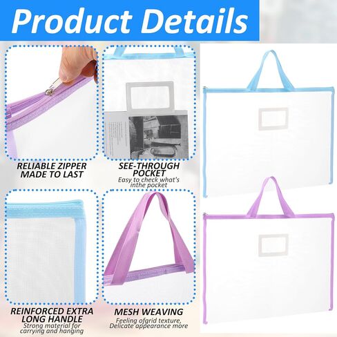 8 Pcs Sew Project Bags 18 x 13 Inch Quilting Craft Organizer Storage Bags with Handle and Pocket Large Sew Quilting Mesh for Quilters Knitting Stitching Crafter in Saudi Arabia