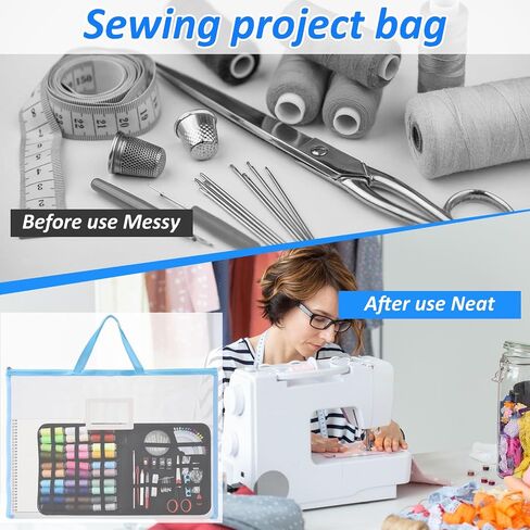 8 Pcs Sew Project Bags 18 x 13 Inch Quilting Craft Organizer Storage Bags with Handle and Pocket Large Sew Quilting Mesh for Quilters Knitting Stitching Crafter in Saudi Arabia
