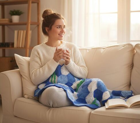 Arborthread Honeycomb بطانية الكروشيه مجموعة للمبتدئين ، مجموعة أدوات الجدة المربعات مع أدوات الفيديو مع البالغين والبالغين ، أنماط صديقة للطفل in Kuwait