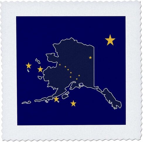 3dRose qs_55367_6 State Flag of Alaska Background and on Map Quilt Square, 16 by 16-Inch in Saudi Arabia