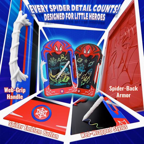 LCD Writing Tablet 2 Pack–Red & Blue Hero Styles with Web Stylus & Grip, Colorful Doodle Board Drawing Pad Toy Gift 3 4 5 6 7 8 10 11 12 Year Old Boys Girls Toddler Age 3-4 4-6 6-8 8-12 Birthday Gift in Saudi Arabia