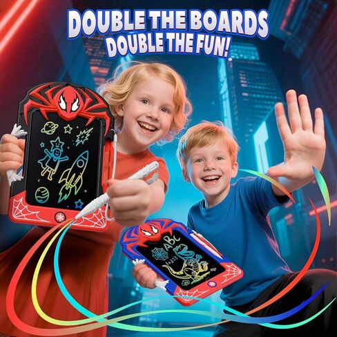 LCD Writing Tablet 2 Pack–Red & Blue Hero Styles with Web Stylus & Grip, Colorful Doodle Board Drawing Pad Toy Gift 3 4 5 6 7 8 10 11 12 Year Old Boys Girls Toddler Age 3-4 4-6 6-8 8-12 Birthday Gift in Saudi Arabia