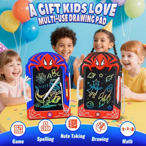 LCD Writing Tablet 2 Pack–Red & Blue Hero Styles with Web Stylus & Grip, Colorful Doodle Board Drawing Pad Toy Gift 3 4 5 6 7 8 10 11 12 Year Old Boys Girls Toddler Age 3-4 4-6 6-8 8-12 Birthday Gift in Saudi Arabia