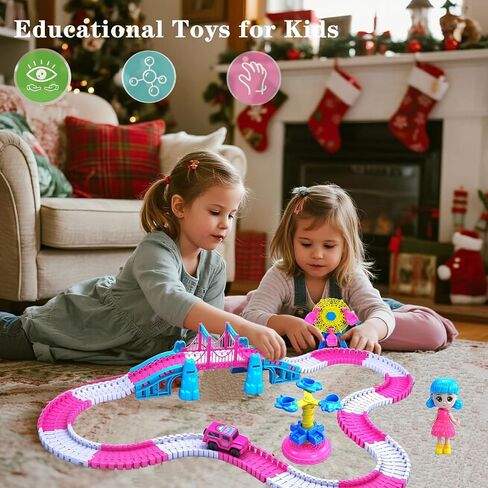 مسارات السباق للأطفال الذين تتراوح أعمارهم بين 4-8 ، 203 PCS Magic Magic Tracks ألعاب كهربائية ، ومسار سيارة مرنة مجموعة هدايا عيد ميلاد للبنات لمدة 2 3 4 5 6 سنوات الفتيات والأطفال الصغار in Kuwait