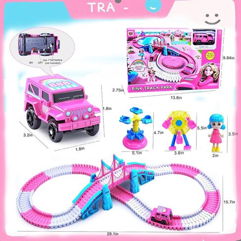 مسارات السباق للأطفال الذين تتراوح أعمارهم بين 4-8 ، 203 PCS Magic Magic Tracks ألعاب كهربائية ، ومسار سيارة مرنة مجموعة هدايا عيد ميلاد للبنات لمدة 2 3 4 5 6 سنوات الفتيات والأطفال الصغار in Kuwait
