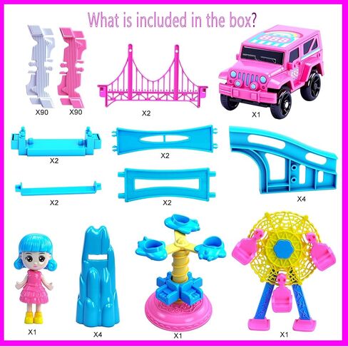مسارات السباق للأطفال الذين تتراوح أعمارهم بين 4-8 ، 203 PCS Magic Magic Tracks ألعاب كهربائية ، ومسار سيارة مرنة مجموعة هدايا عيد ميلاد للبنات لمدة 2 3 4 5 6 سنوات الفتيات والأطفال الصغار in Kuwait
