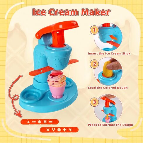 3-in-1 Color Dough Kitchen Creations Set for Kids Aged 3-8, 24 Colors Dough Playset with Ice Cream/Noodle/Hamburger Makers, Food Modeling Art Crafts Pretend Play Toys for Boys Girls in Saudi Arabia