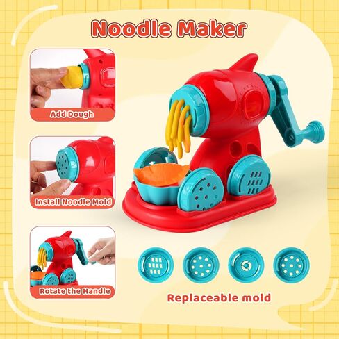 3-in-1 Color Dough Kitchen Creations Set for Kids Aged 3-8, 24 Colors Dough Playset with Ice Cream/Noodle/Hamburger Makers, Food Modeling Art Crafts Pretend Play Toys for Boys Girls in Saudi Arabia