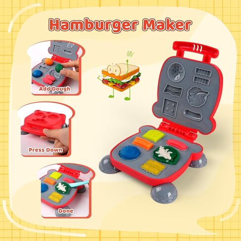 3-in-1 Color Dough Kitchen Creations Set for Kids Aged 3-8, 24 Colors Dough Playset with Ice Cream/Noodle/Hamburger Makers, Food Modeling Art Crafts Pretend Play Toys for Boys Girls in Saudi Arabia