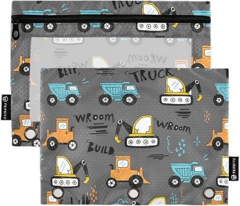 Pencil Pouch for 3 Ring Binder,Sports Basketball 2 Pack 3 Ring Binder Pencil Pouches for Boys,3-Holes Binder Zipper Pencil Case, Clear Window Pencil Bag for Office School College Supplies in Kuwait