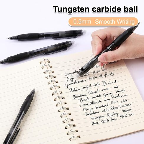 USUAL Retractable Erasable Pens 12 Pack Erasable Colored Pens 0.5mm Erasable Gel Pens Black Make Mistakes Disappear Smooth Writing Pen Office Back-to-School Supplies in Kuwait