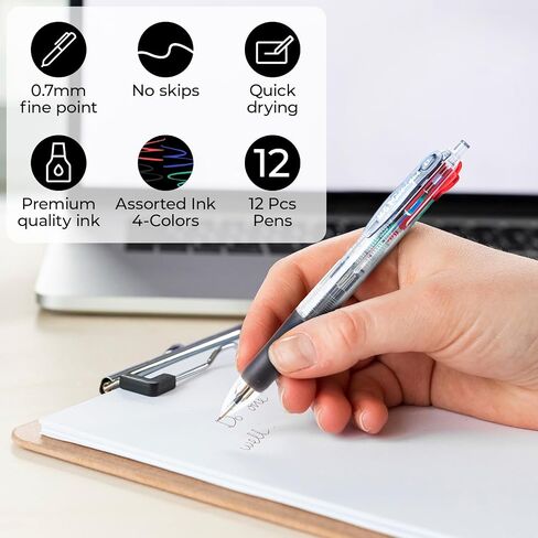 M&G 2 PCS 4-in-1 أقلامات الكرة الملونة القابلة للسحب ، نقطة دقيقة 0.7 ملم ، إعادة ملء السعة الكبيرة ، قبضة مضادة للانزلاق ، وأقلام كرة الكتابة السلسة ألوان متنوعة للمدرسة والمكاتب in Saudi Arabia
