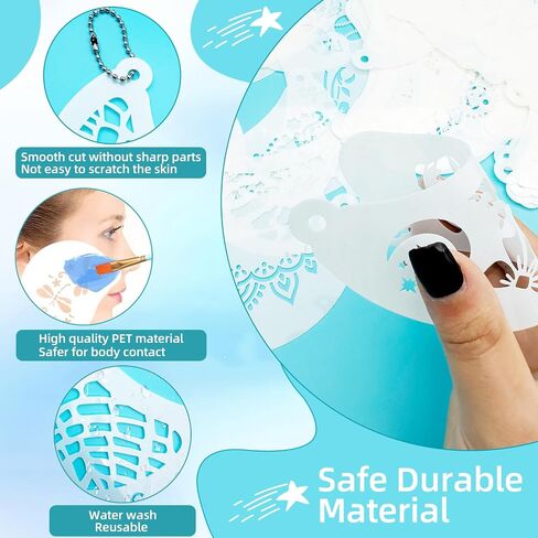 50 PCS Face Paint Stency ، قوالب فنون للوجه القابلة لإعادة الاستخدام للجسم لجميع القديسين ، مكياج الحفلات وفن الوشم المؤقت in Saudi Arabia