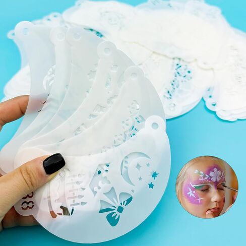 50 PCS Face Paint Stency ، قوالب فنون للوجه القابلة لإعادة الاستخدام للجسم لجميع القديسين ، مكياج الحفلات وفن الوشم المؤقت in Saudi Arabia