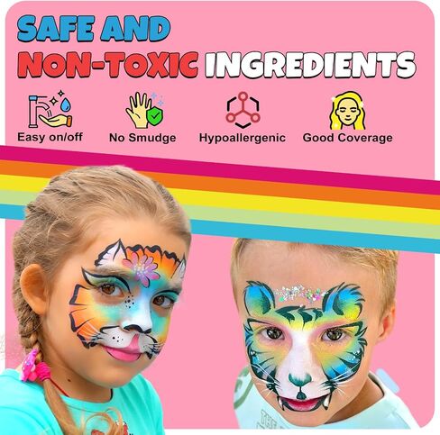 Drawdart Face Body Paint Kit, 15 Colors Face Painting Palette with 10 Pcs Artist Brushes| Facepaint Makeup Kit Ideal for Halloween SFX Cosplay Party Costume Makeup in Saudi Arabia