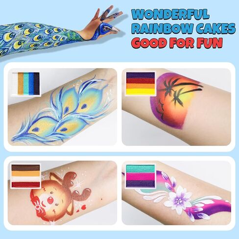 Drawdart Face Body Paint Kit, 15 Colors Face Painting Palette with 10 Pcs Artist Brushes| Facepaint Makeup Kit Ideal for Halloween SFX Cosplay Party Costume Makeup in Saudi Arabia