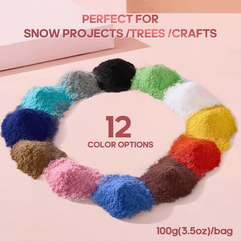 100G مسحوق التدفق ، الألياف المخملية لحرف شجرة عيد الميلاد/Taba Squishy/Nails Art/Doll Decorations/DIY مشهد (أبيض) in Saudi Arabia