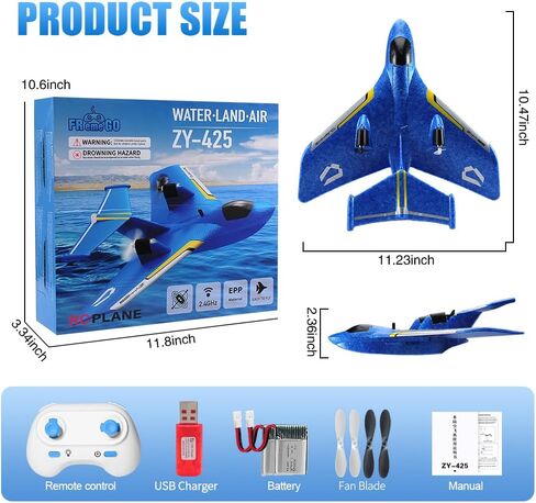 RC Water Plane ، طائرة RC لأراضي المياه والهواء ، ألعاب طائرة تحكم عن بعد ، 2.4 جيجا هرتز 6 محاور مثبتات Gyro RTF طائرة طائرة طائرة طائرة طائرة طائرة طائرة طائرة للأطفال البالغين (الأزرق) (الأزرق) in Kuwait