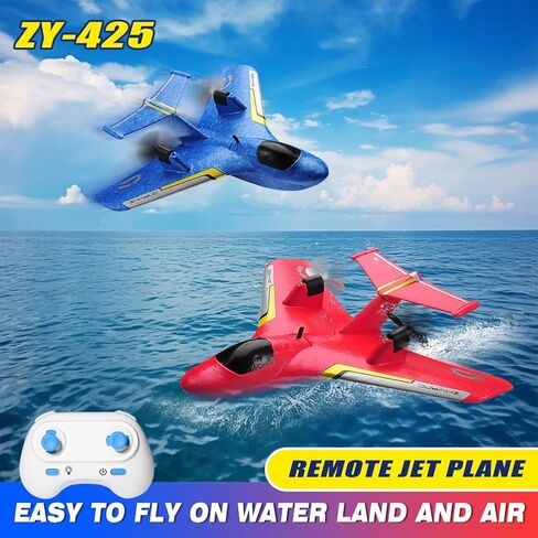 RC Water Plane ، طائرة RC لأراضي المياه والهواء ، ألعاب طائرة تحكم عن بعد ، 2.4 جيجا هرتز 6 محاور مثبتات Gyro RTF طائرة طائرة طائرة طائرة طائرة طائرة طائرة طائرة للأطفال البالغين (الأزرق) (الأزرق) in Kuwait